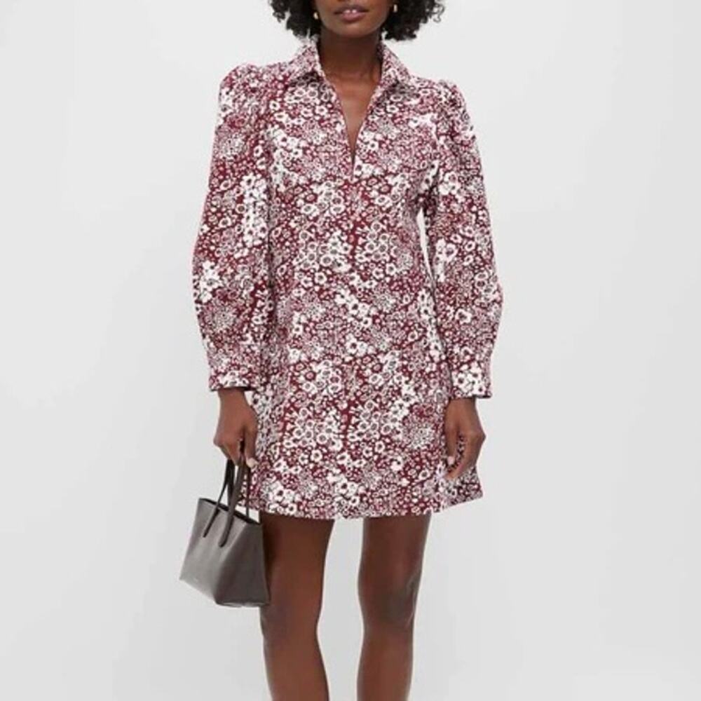 NWT Hyacinth House Tuckernuck Maroon Floral Front Zip Begonia Mini Dress Sz XXL